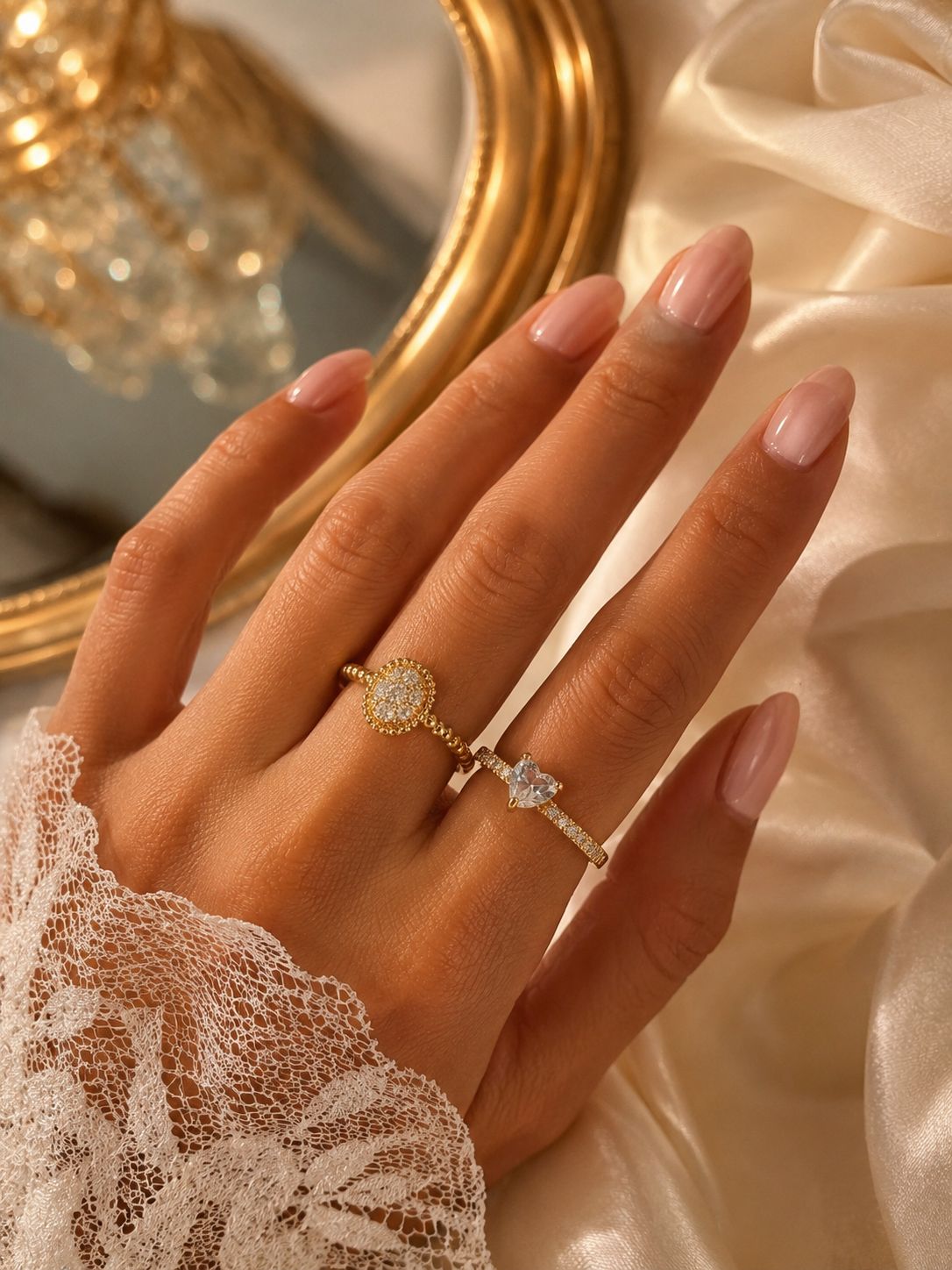 Anillos Ajustables de Acero Inoxidable con baño de oro