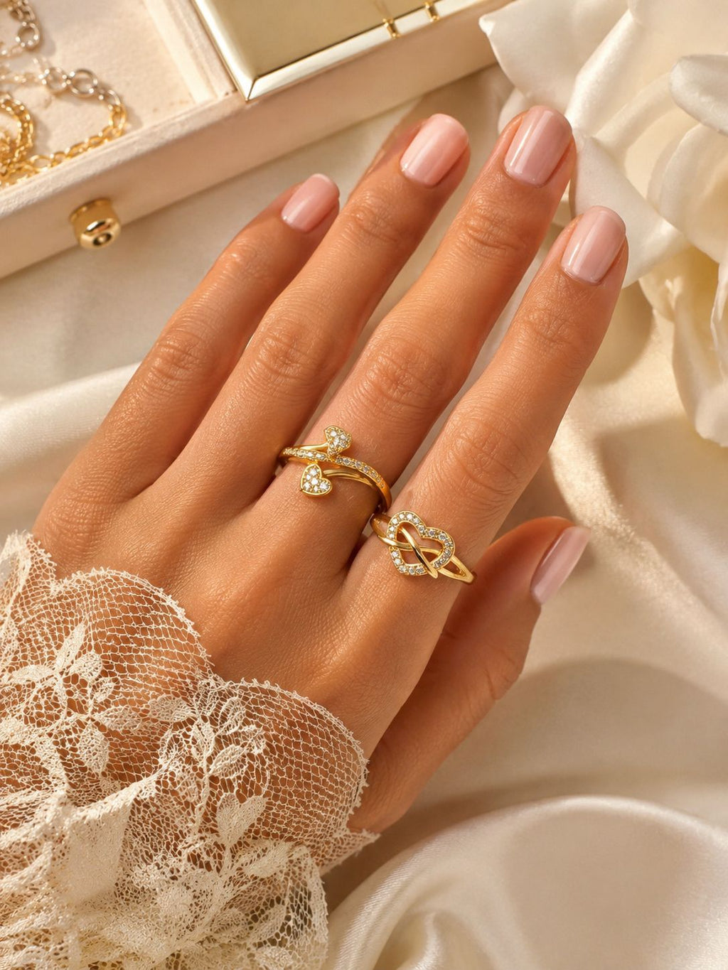 Anillos Ajustables de Acero Inoxidable con baño de oro