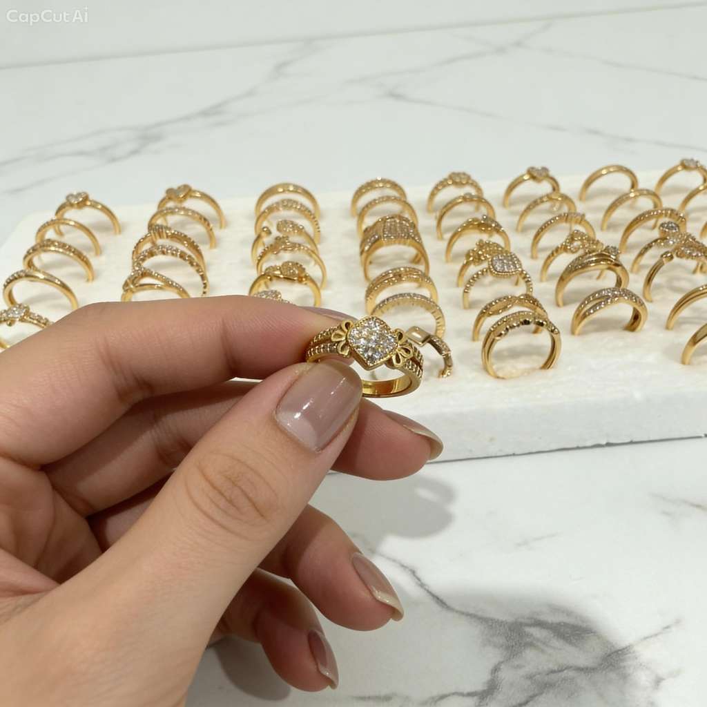 Anillos Ajustables de Acero Inoxidable con baño de oro