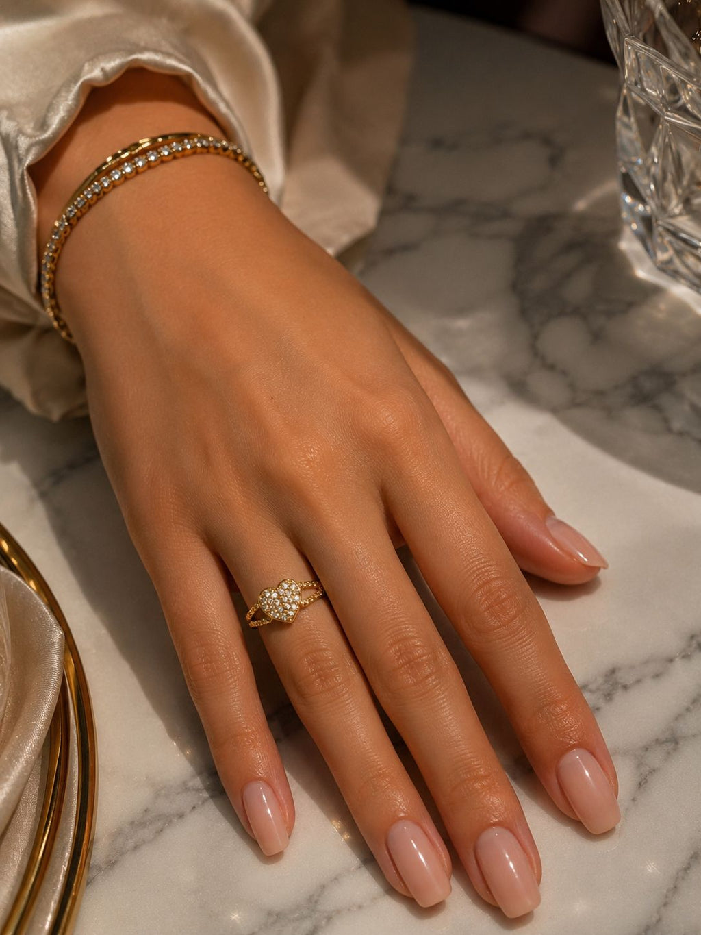 Anillos Ajustables de Acero Inoxidable con baño de oro