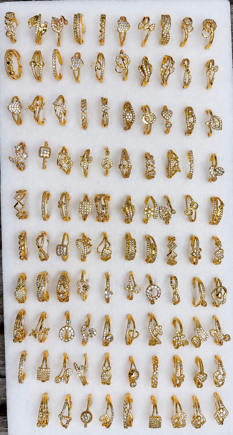 Anillos Ajustables de Acero Inoxidable con baño de oro